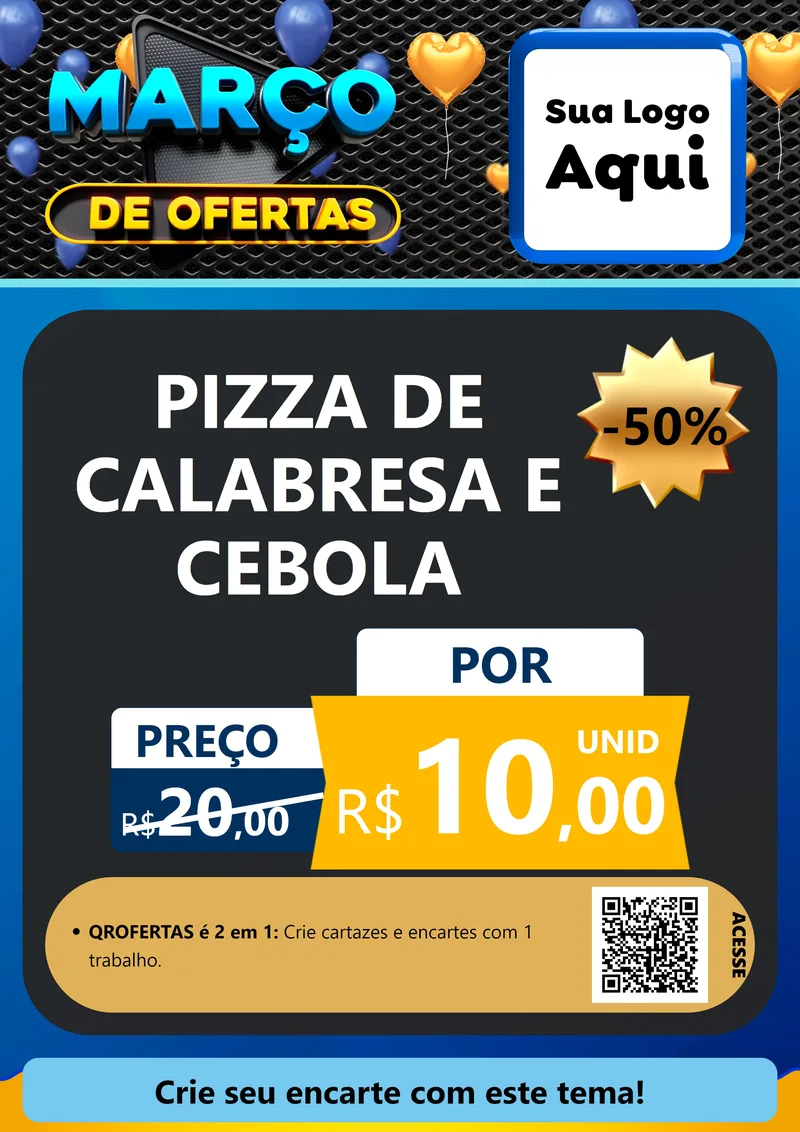 Modelo de Cartaz para Cartaz A4 Vertical com o tema Março de Ofertas para Pizzaria