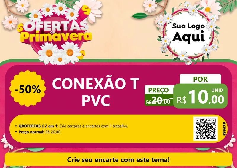 Modelo de Cartaz para Cartaz A4 Horizontal com o tema Ofertas de Primavera para Tubos e conexões