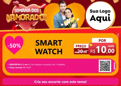 Modelo de Cartaz para Cartaz A4 Horizontal com o tema Semana dos Namorados para Informática