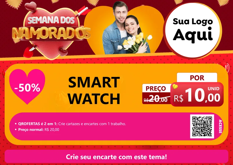 Modelo de Cartaz para Cartaz A4 Horizontal com o tema Semana dos Namorados para Informática