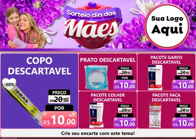 Modelo de Encarte para Encarte A4 Horizontal com o tema Sorteio Dia das Mães para Embalagens