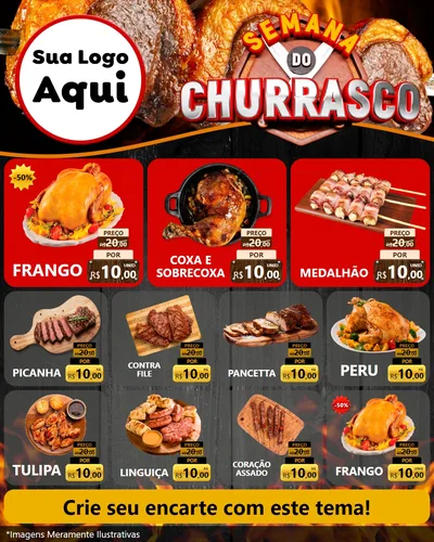 Modelo de Rede Social para Feed Instagram com o tema Semana do Churrasco para Assados