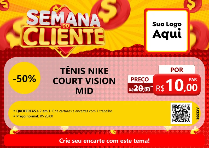 Modelo de Cartaz para Cartaz A4 Horizontal com o tema Semana do Cliente para Calçados
