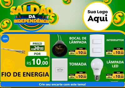 Modelo de Encarte para Encarte A4 Horizontal com o tema Saldão da Indepêndencia para Materiais Elétricos