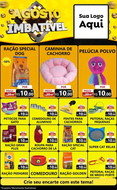 Modelo de Encarte para Encarte Grande com o tema Agosto Imbatível para Pet Shop