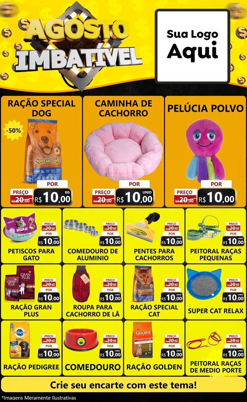 Modelo de Encarte para Encarte Grande com o tema Agosto Imbatível para Pet Shop
