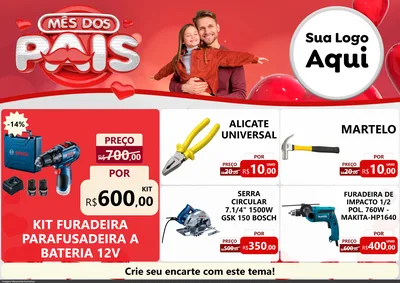 Modelo de Encarte para Encarte A4 Horizontal com o tema Mês dos Pais para Maquinas e Ferramentas