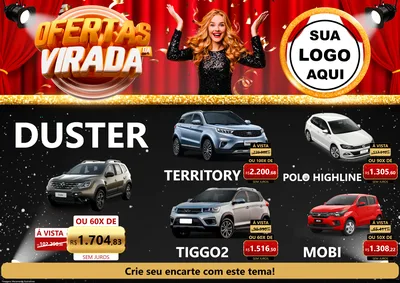 Modelo de Encarte para Encarte A4 Horizontal com o tema Ofertas da Virada para Concessionaria de Carros