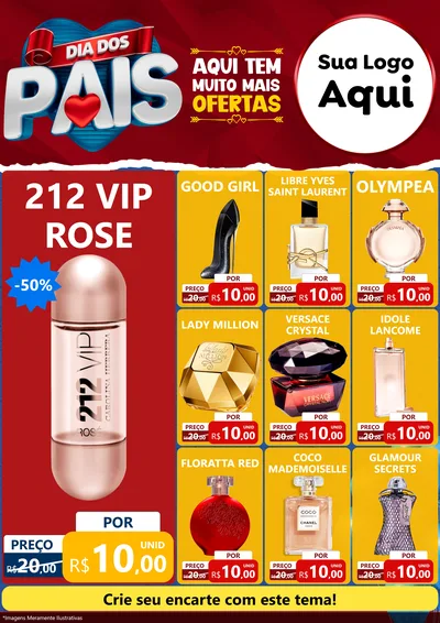 Modelo de Encarte para Encarte A4 Vertical com o tema Dia dos Pais para Perfumes
