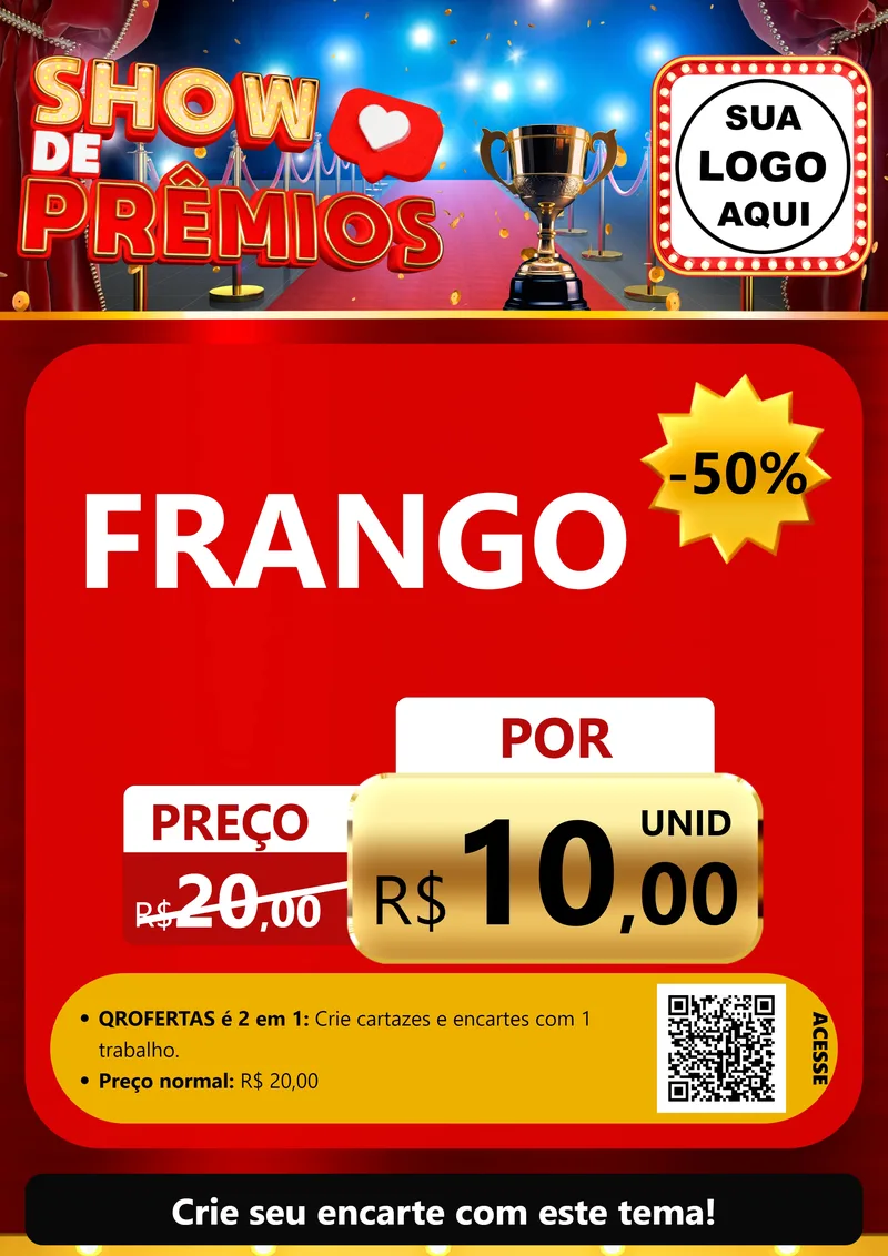 Modelo de Cartaz para Cartaz A4 Vertical com o tema Show de Prêmios para Assados