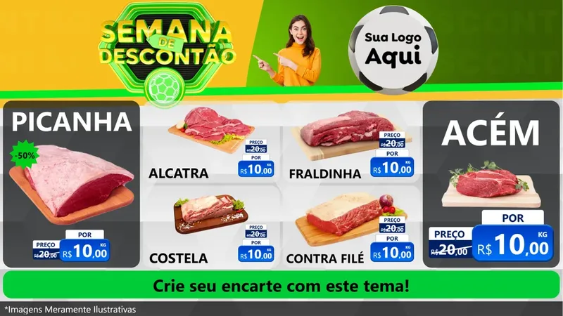 Modelo de TV para TV Horizontal com o tema Semana de Descontão - Copa para Açougue