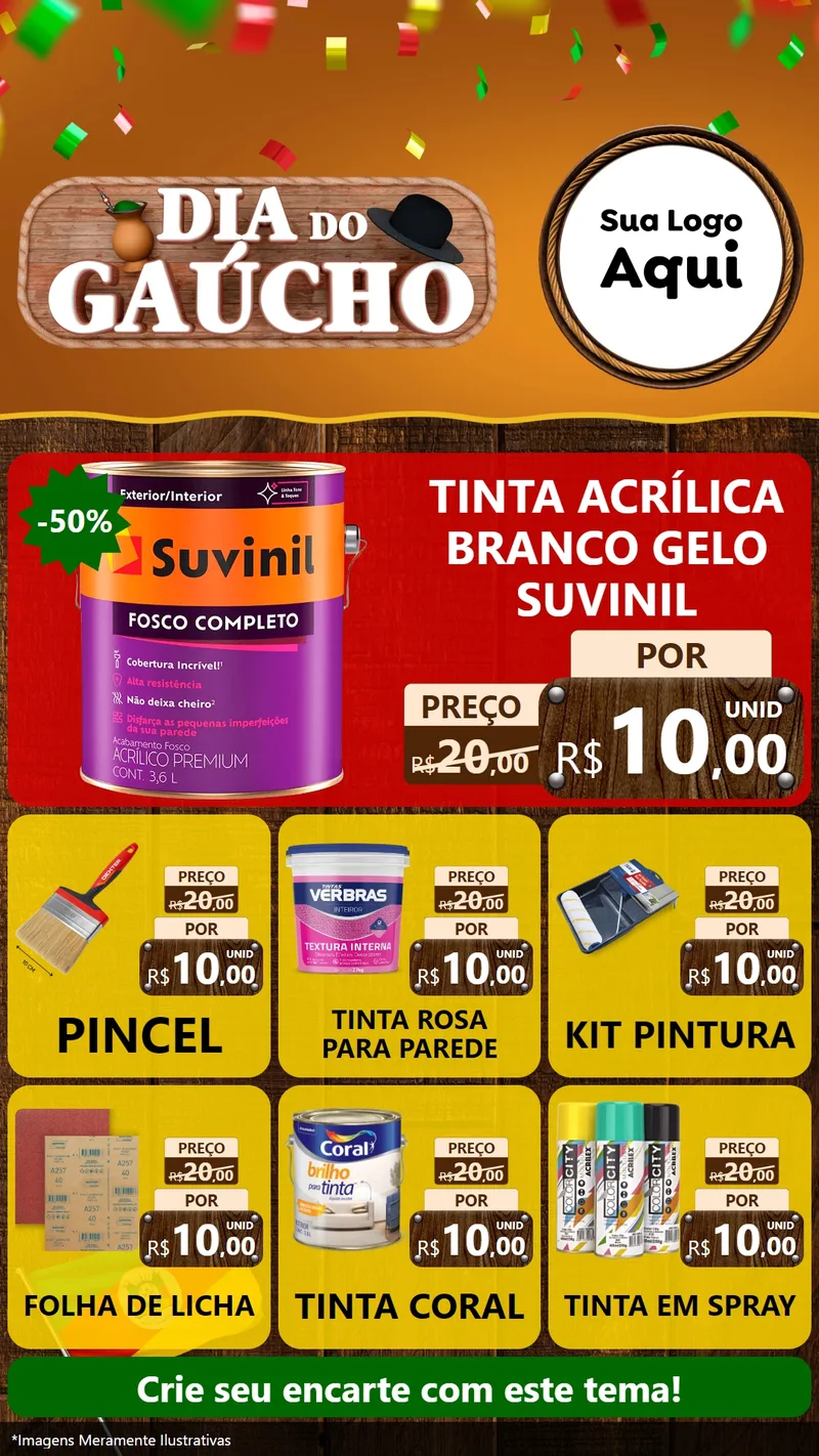 Modelo de Rede Social para Stories com o tema Dia do Gaúcho para Tintas e Ferramentas