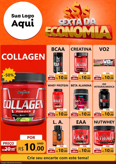Modelo de Encarte para Encarte A4 Vertical com o tema Sexta da Economia para Suplementos alimentares