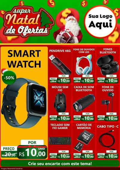 Modelo de Encarte para Encarte A4 Vertical com o tema Super Natal de Ofertas para Informática
