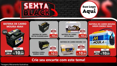 Modelo de TV para TV Horizontal com o tema Sexta Black para Baterias Elétricas