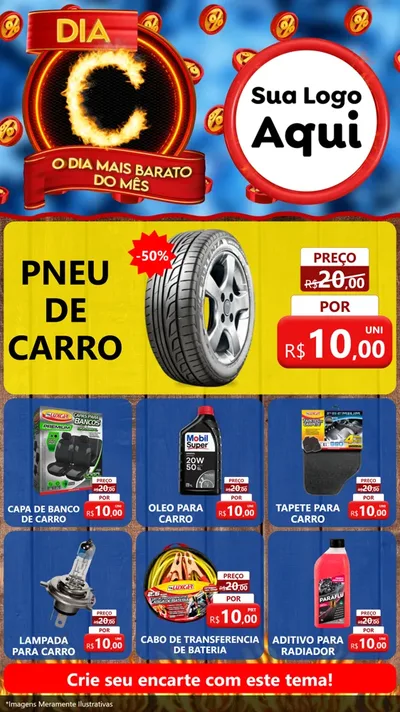 Modelo de Rede Social para Stories com o tema Dia C - O Dia Mais Barato Do Mês para Auto peças