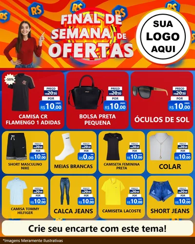 Modelo de Rede Social para Feed Instagram com o tema Final de Semana de Ofertas para Roupas e acessórios