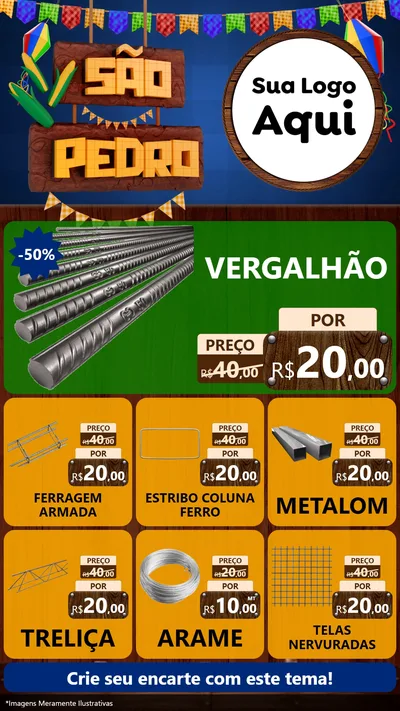 Modelo de Rede Social para Stories com o tema São Pedro para Ferragens