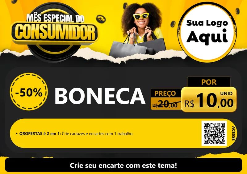 Modelo de Cartaz para Cartaz A4 Horizontal com o tema Mês Especial do Consumidor para Brinquedos