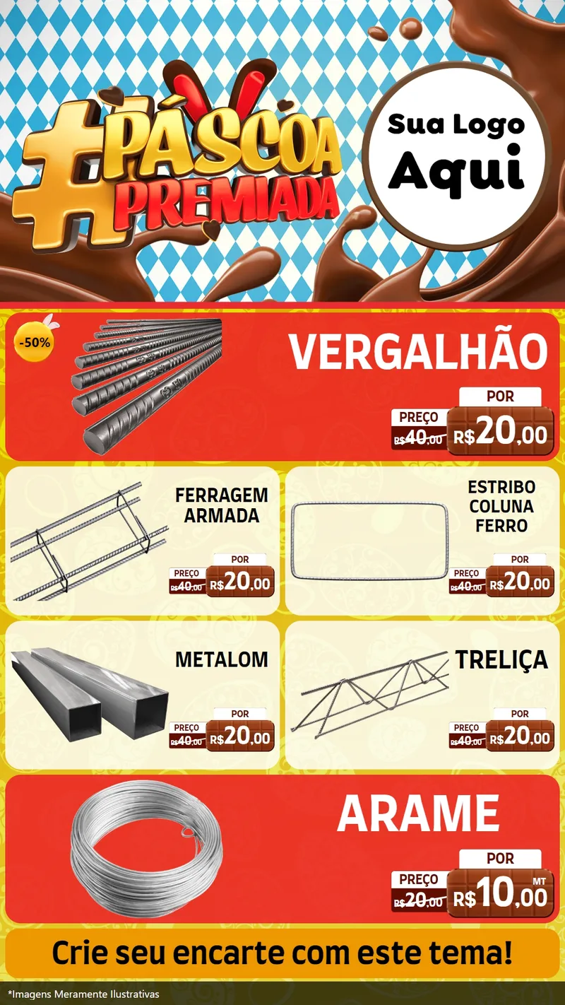 Modelo de TV para TV Vertical com o tema Páscoa Premiada para Ferragens