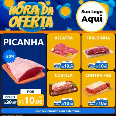 Modelo de Rede Social para Feed Facebook com o tema Hora da Oferta para Açougue