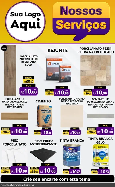 Modelo de Encarte para Encarte Grande com o tema Nossos Serviços para Pisos e revestimentos