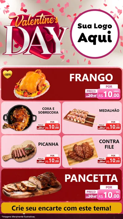 Modelo de TV para TV Vertical com o tema Valentine's Day para Assados
