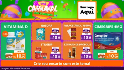 Modelo de TV para TV Horizontal com o tema Pré-Carnaval Com Economia para Farmácia
