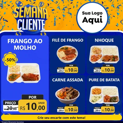 Modelo de Rede Social para Feed Facebook com o tema Semana do Cliente para Restaurante