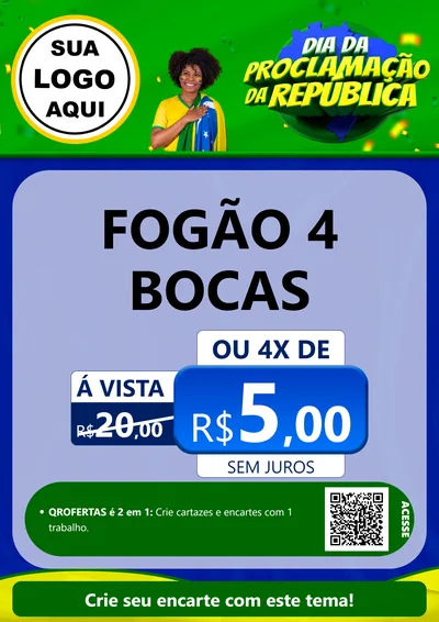 Modelo de Cartaz para Cartaz A4 Vertical com o tema Dia Da Proclamação Da República para Móveis e Eletro