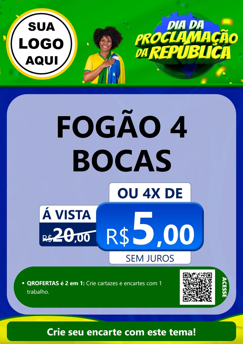 Modelo de Cartaz para Cartaz A4 Vertical com o tema Dia Da Proclamação Da República para Móveis e Eletro