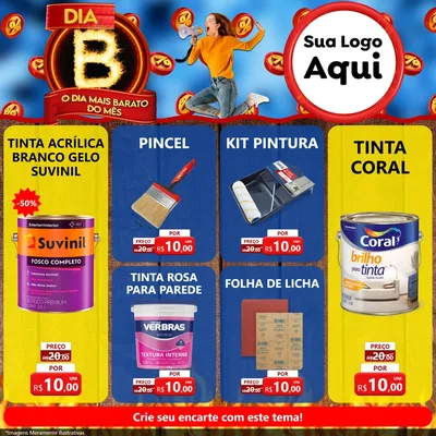 Modelo de Rede Social para Feed Facebook com o tema Dia B - O Dia Mais Barato Do Mês para Tintas e Ferramentas