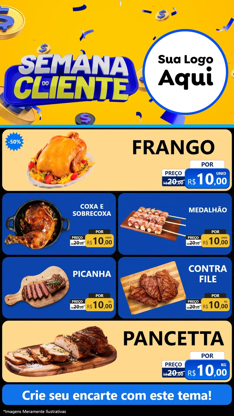 Modelo de TV para TV Vertical com o tema Semana do Cliente para Assados