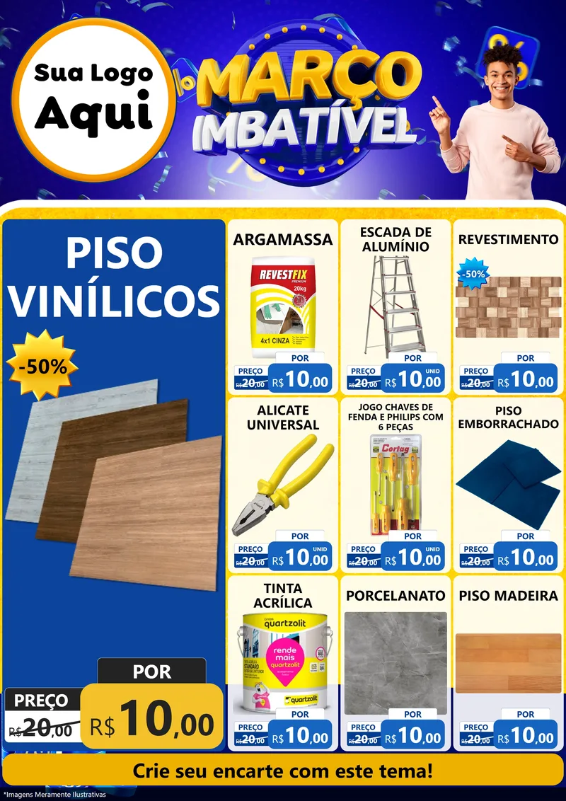 Modelo de Encarte para Encarte A4 Vertical com o tema Março Imbatível para Material para Construção