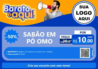Modelo de Cartaz para Cartaz A4 Horizontal com o tema Barato é aqui para Produtos de Limpeza