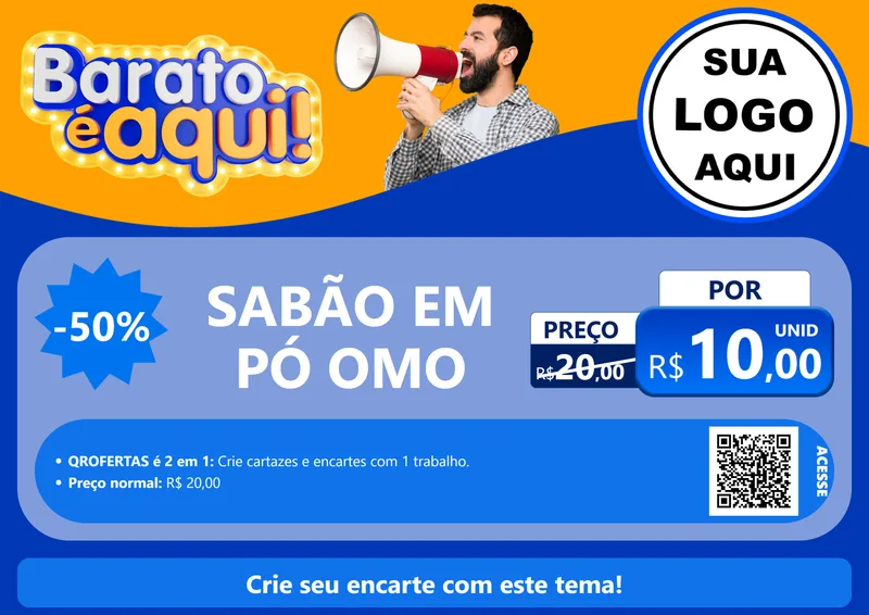 Modelo de Cartaz para Cartaz A4 Horizontal com o tema Barato é aqui para Produtos de Limpeza