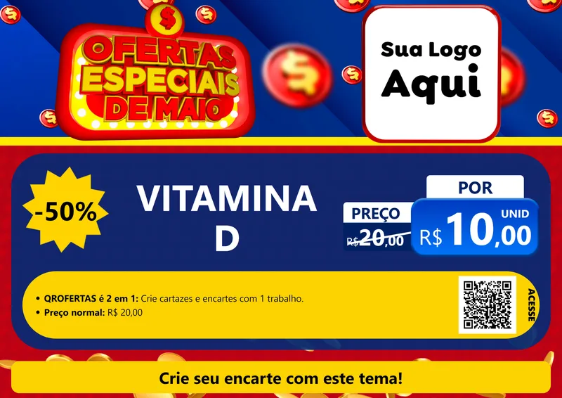 Modelo de Cartaz para Cartaz A4 Horizontal com o tema Ofertas Especiais de Maio para Farmácia