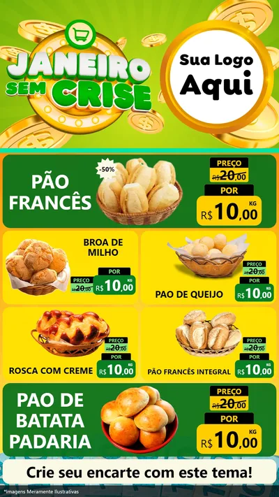 Modelo de TV para TV Vertical com o tema Janeiro Sem Crise para Padaria