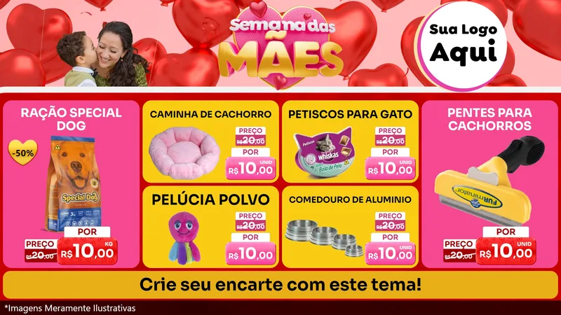Modelo de TV para TV Horizontal com o tema Semana Das Mães para Pet Shop