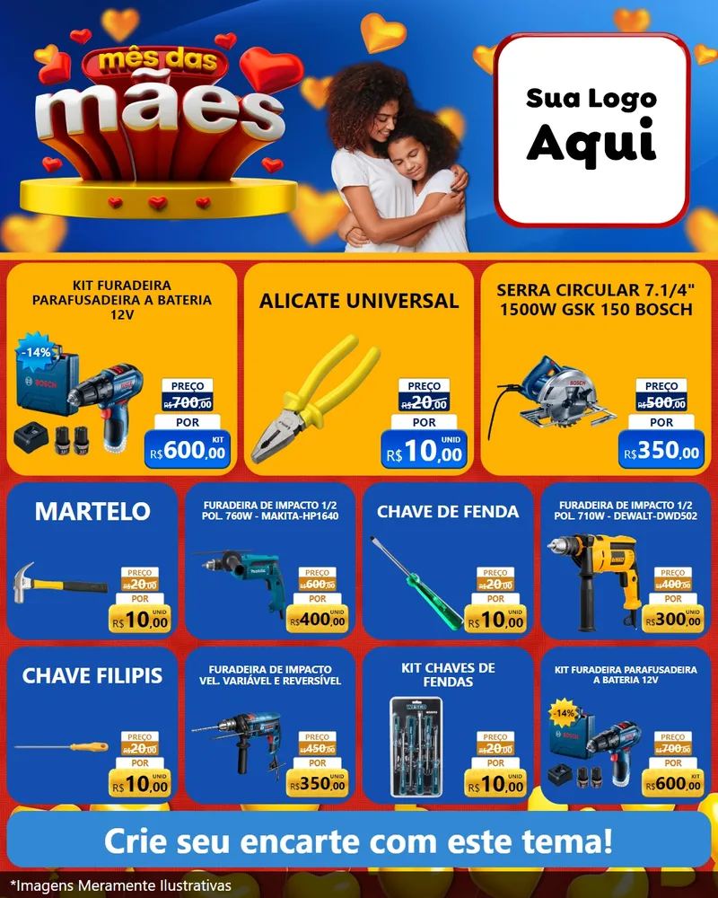 Modelo de Rede Social para Feed Instagram com o tema Mês das Mães para Maquinas e Ferramentas