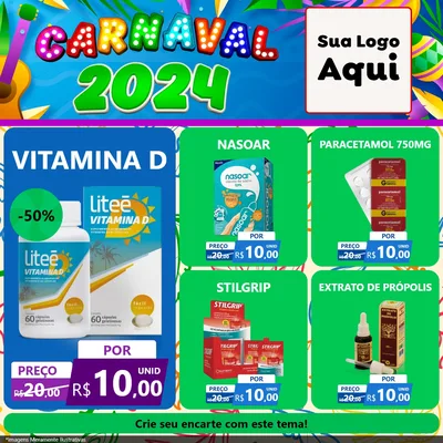 Modelo de Rede Social para Feed Facebook com o tema Carnaval 2027 para Farmácia