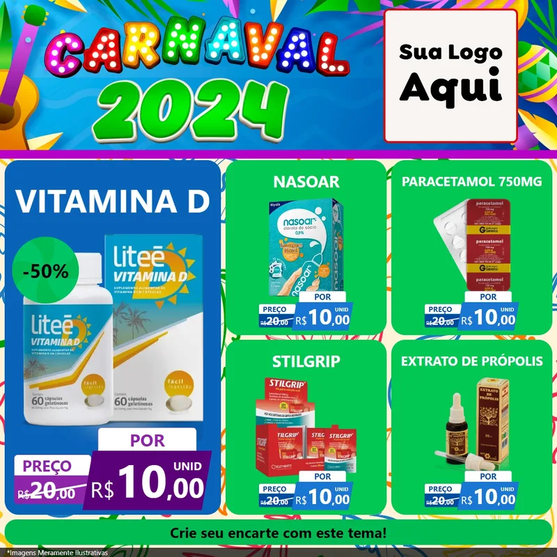 Modelo de Rede Social para Feed Facebook com o tema Carnaval 2027 para Farmácia