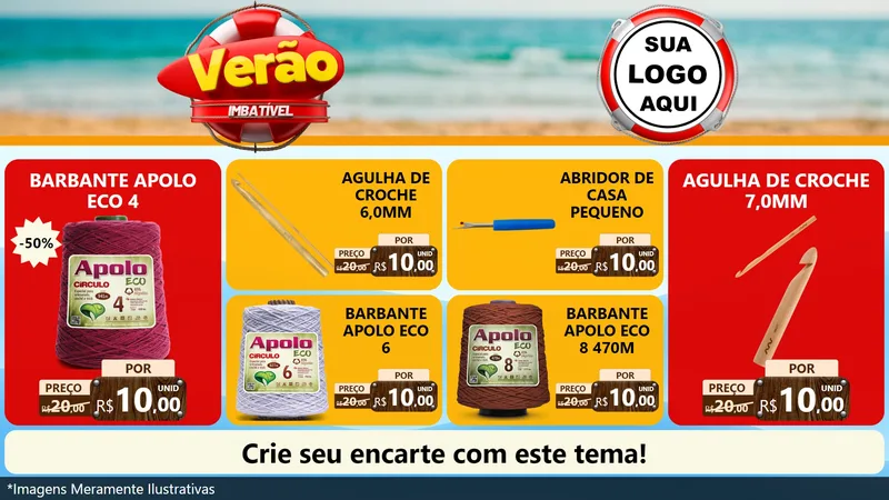 Modelo de TV para TV Horizontal com o tema Verão Imbatível para Armarinho e Aviamentos