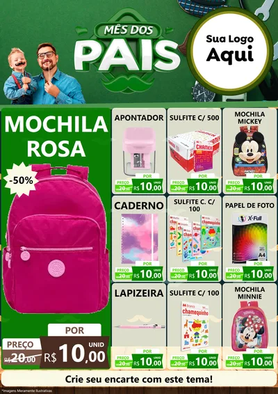 Modelo de Encarte para Encarte A4 Vertical com o tema Mês dos Pais para Papelaria