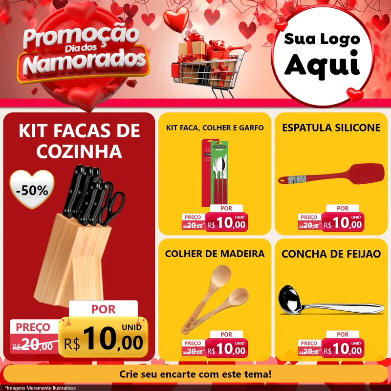 Modelo de Rede Social para Feed Facebook com o tema Promoção Dia dos Namorados para Utilidades Domésticas