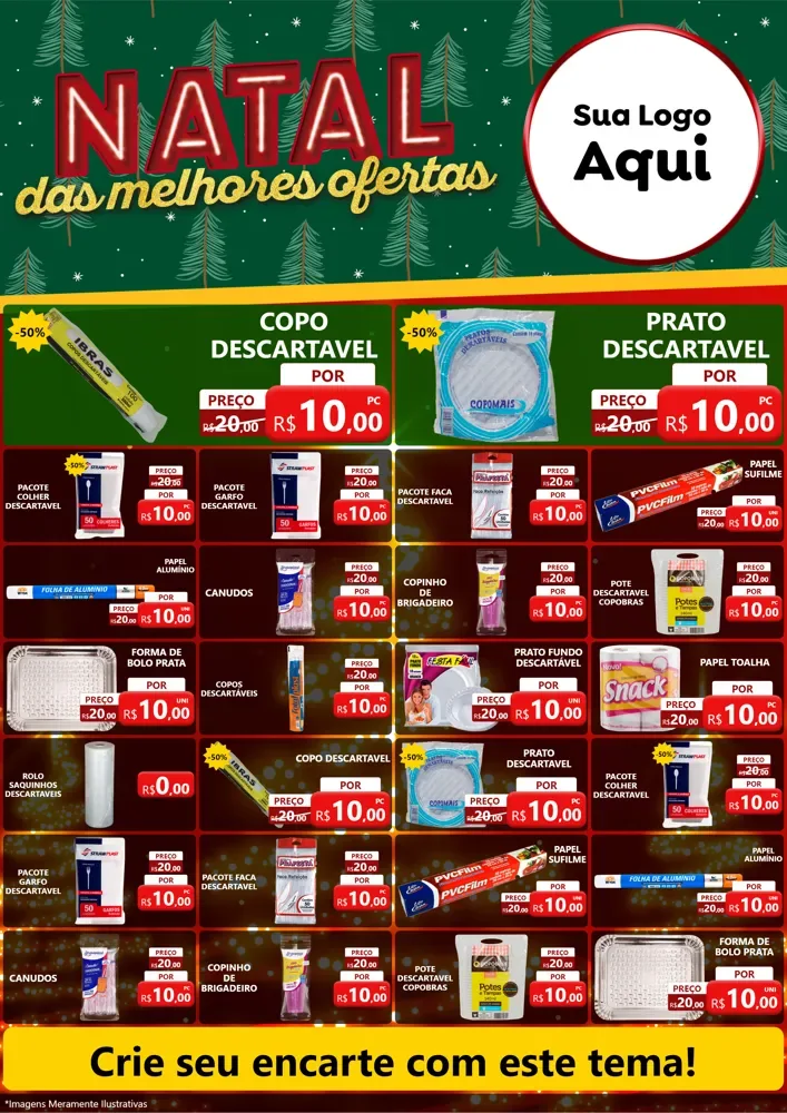 Modelo de Encarte para Encarte A4 Vertical com o tema Natal das Melhores Ofertas para Embalagens
