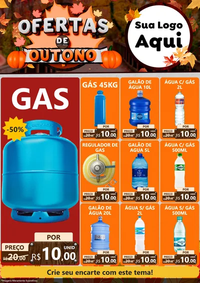 Modelo de Encarte para Encarte A4 Vertical com o tema Ofertas de Outono para Água e gás