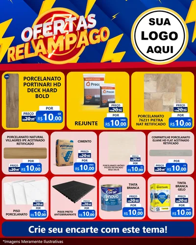Modelo de Rede Social para Feed Instagram com o tema Ofertas Relâmpago para Pisos e revestimentos