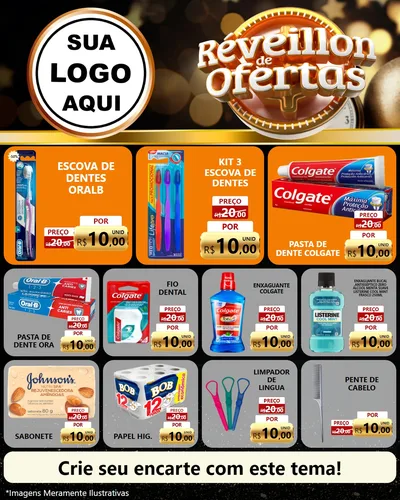 Modelo de Rede Social para Feed Instagram com o tema Réveillon de Ofertas para Higiene Pessoal