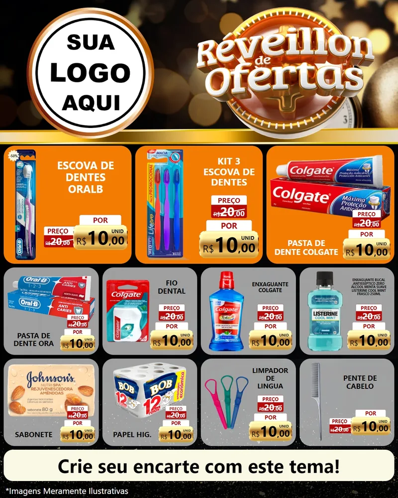 Modelo de Rede Social para Feed Instagram com o tema Réveillon de Ofertas para Higiene Pessoal